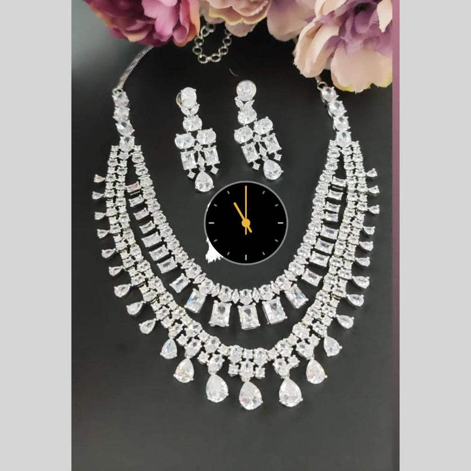 Rose Gold Plated Diamond Necklace Set | Bridal Jewellery India