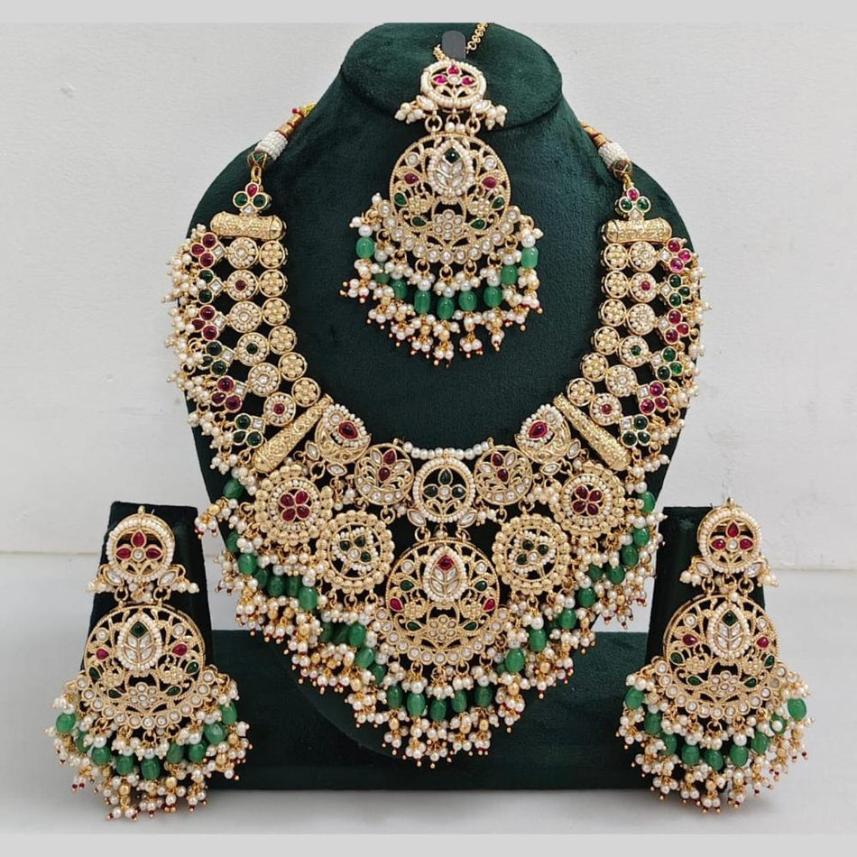 Pendant in Gold Plated with Stone Beads | Bridal Jewellery India