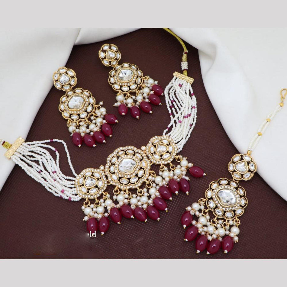 Kundan Choker Necklace in Sterling Silver | Bridal Jewellery India