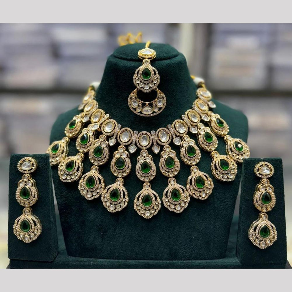 Kundan Choker Necklace in White Gold Plated for Bridal Wear | Bridal Jewellery India