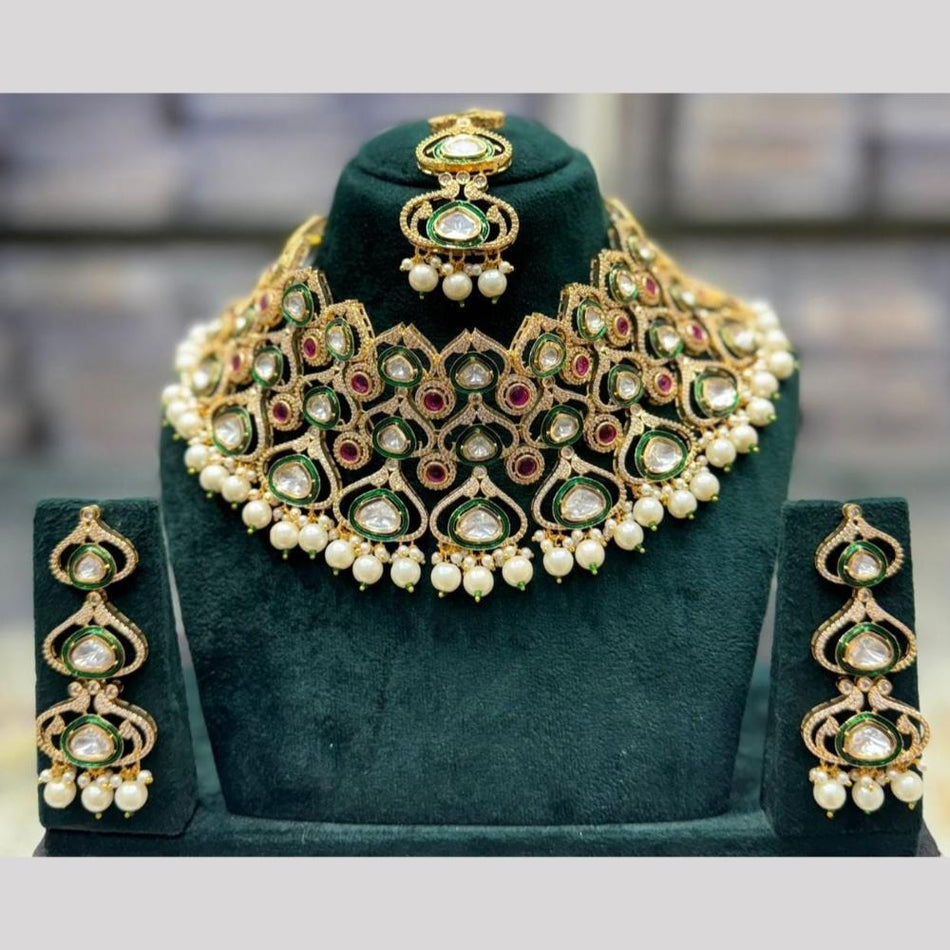Kundan Necklace in Gold Plated with Pearl | Bridal Jewellery India