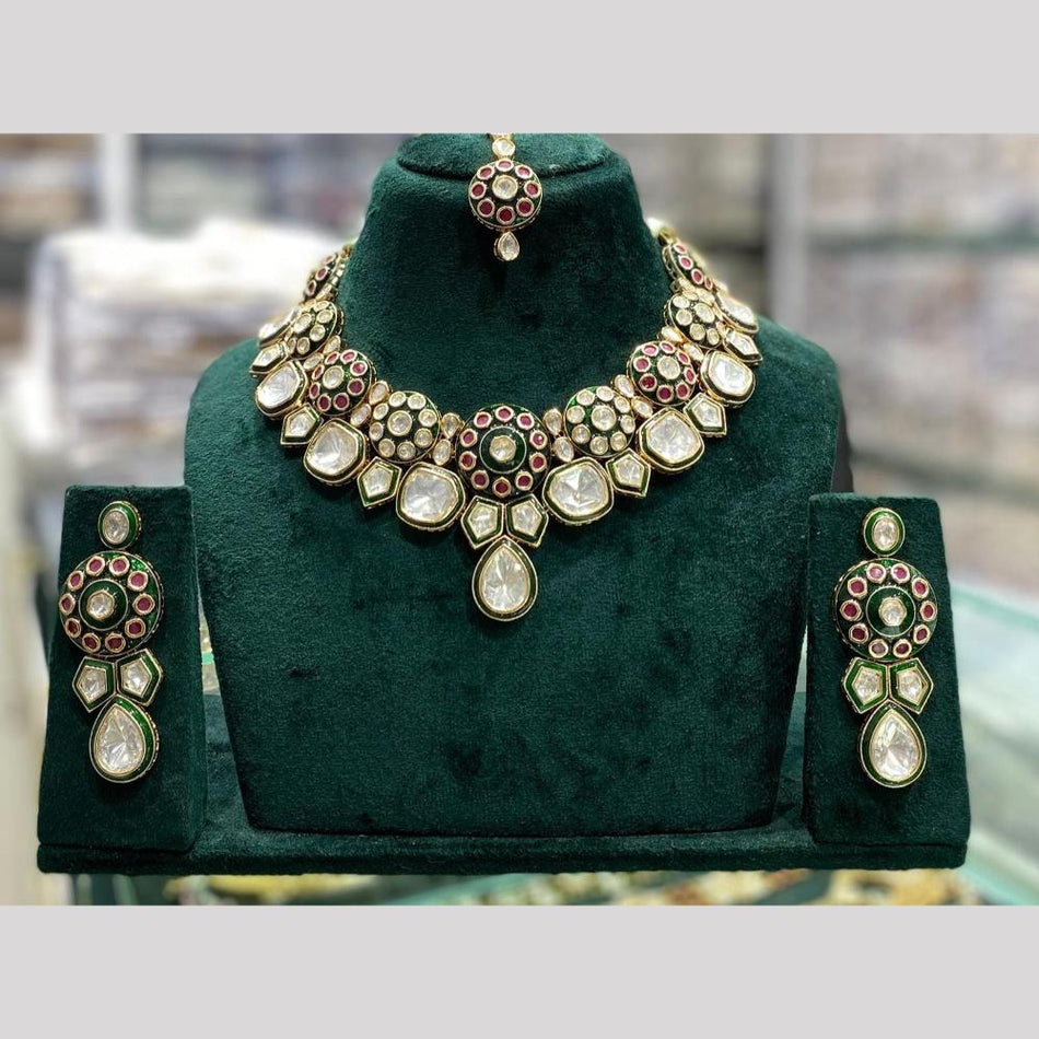 Kundan Meenakari Set in Sterling Silver | Bridal Jewellery India