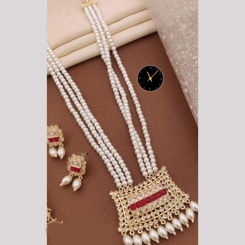 Rose Gold Plated Crystal Pearl Choker Necklace | Bridal Jewellery India