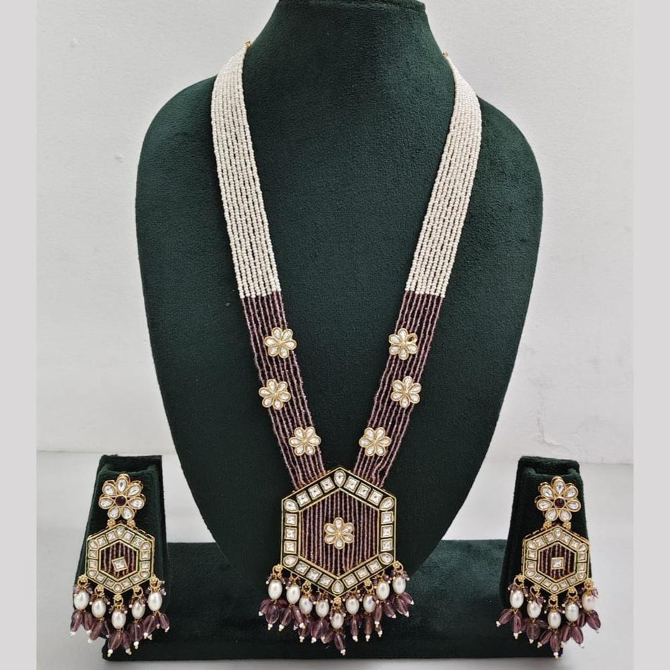 Kundan Necklace in Gold Plated with Pearls for Festive Wear | Bridal Jewellery India