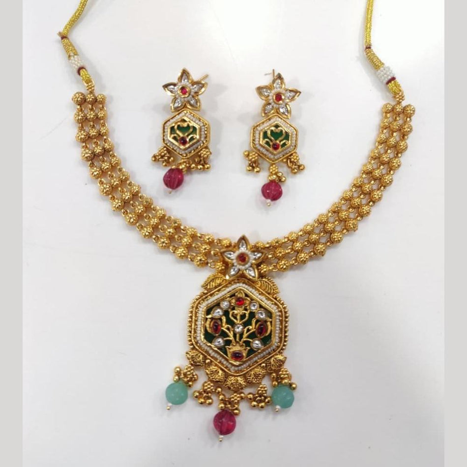 Pota Stone Pearl Necklace in White Gold Plated for Modern Women | Bridal Jewellery India
