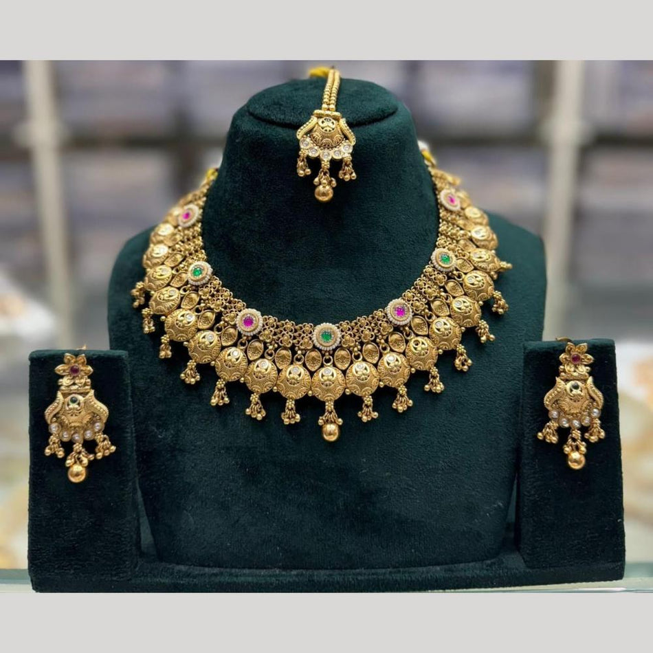 Ethnic Pota Stone Necklace in Gold Tone for Wedding | Bridal Jewellery India