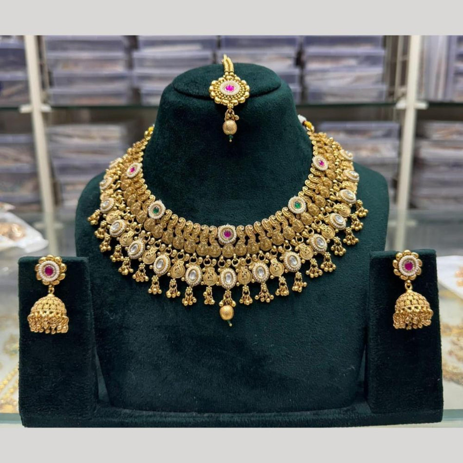 Pota Stone Necklace in Gold Tone for Wedding Wear | Bridal Jewellery India