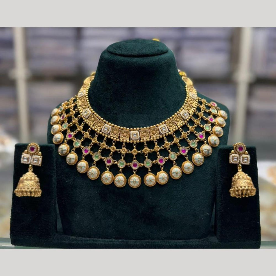 Ethnic Gold Plated Pota Necklace Set for Wedding | Bridal Jewellery India