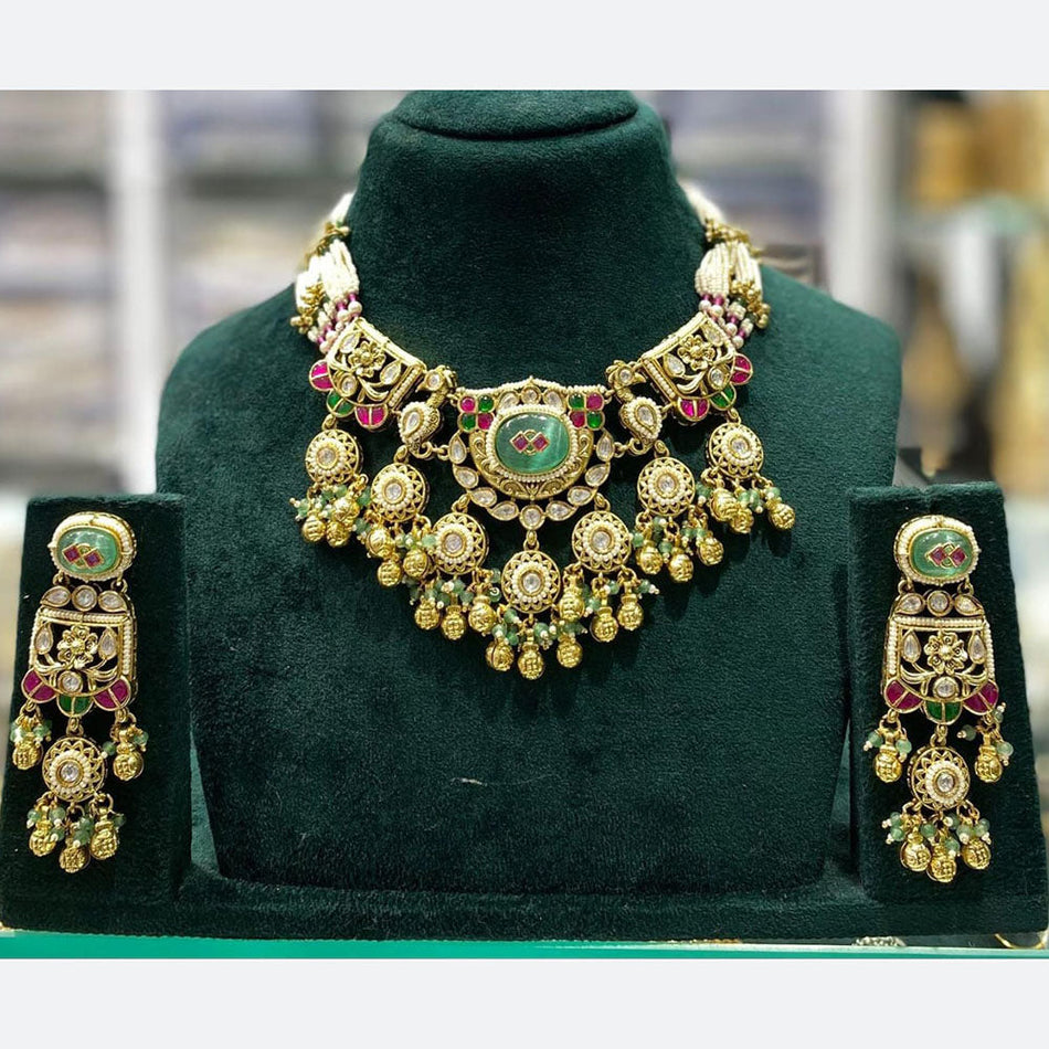 Ethnic Pearl Necklace in Gold Tone | Bridal Jewellery India