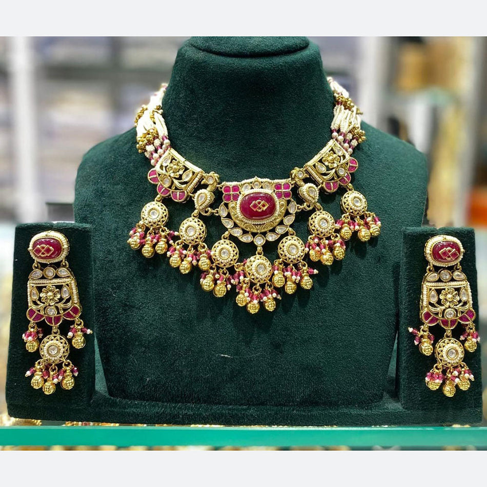 Ethnic Pearl Necklace in Gold Tone | Bridal Jewellery India