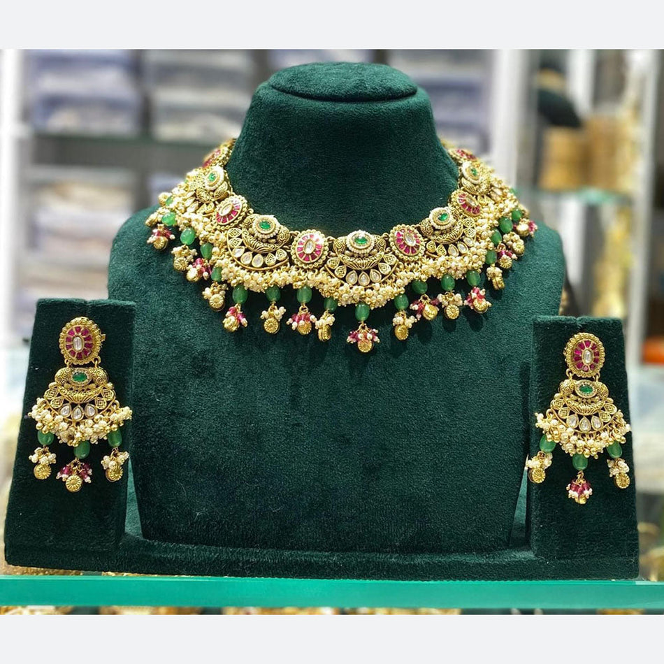 Pearl Pota Necklace in Silver | Bridal Jewellery India