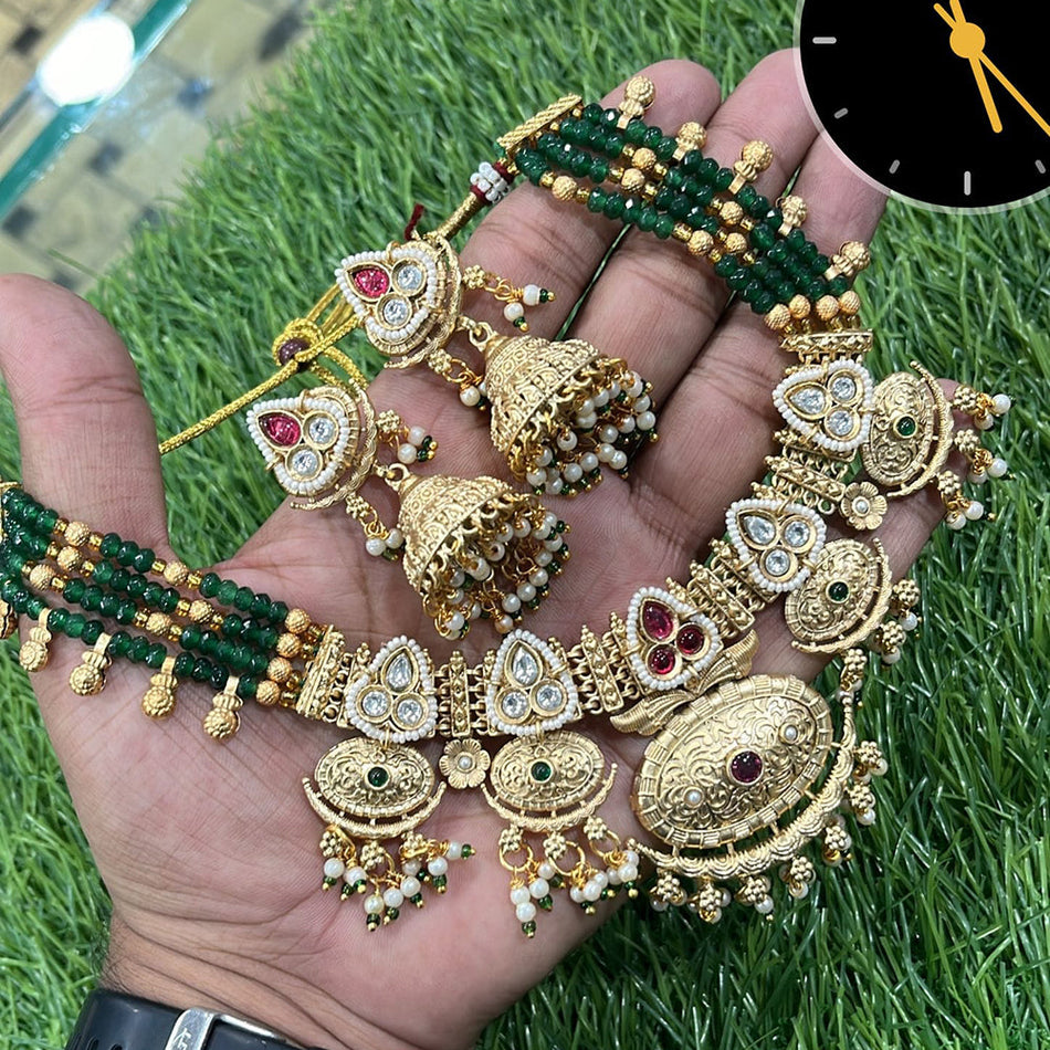 Kundan Choker Necklace in Gold Plated for Bridal Occasions | Bridal Jewellery India