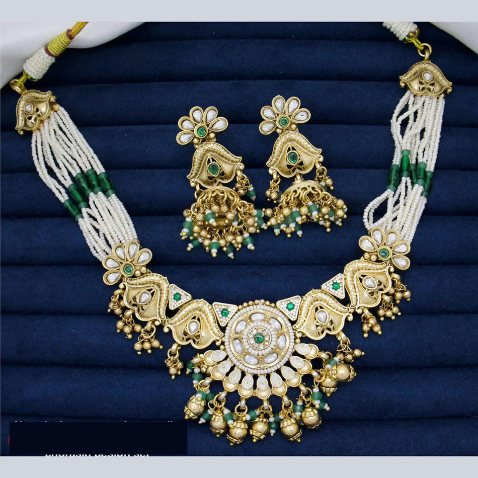 Kundan Choker Necklace in Gold Plated with Polki Gem for Bridal | Bridal Jewellery India