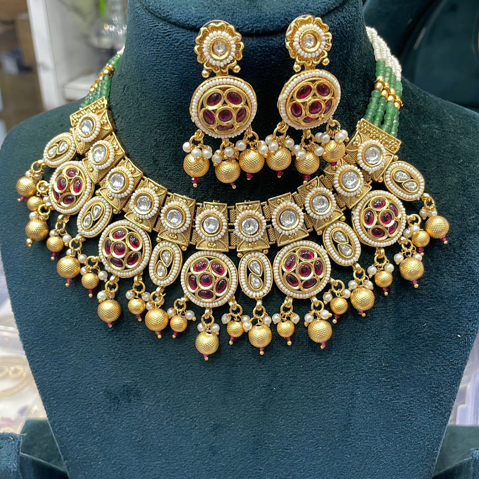 Kundan Choker Necklace in Rose Gold Plated | Bridal Jewellery India