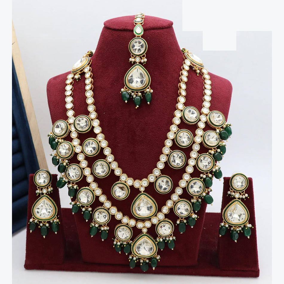 Kundan Necklace in White Gold Plated | Bridal Jewellery India