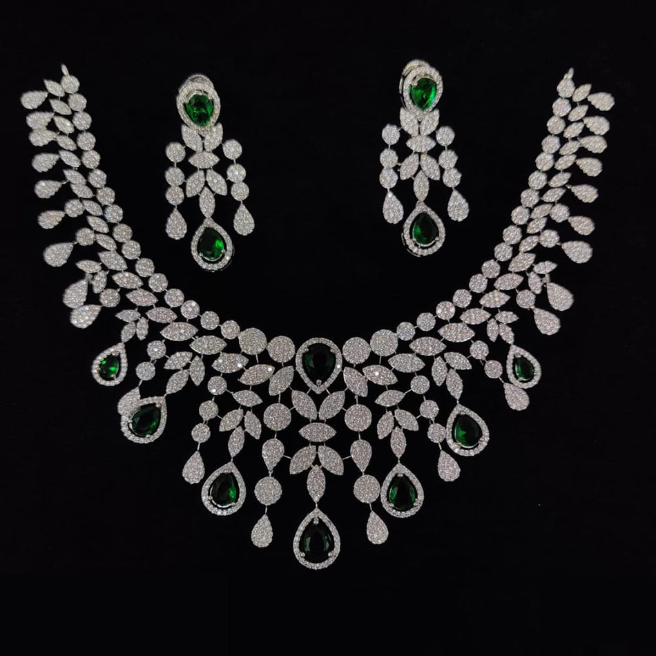 Radiant American Diamond Silver Choker Necklace for Special | Bridal Jewellery India