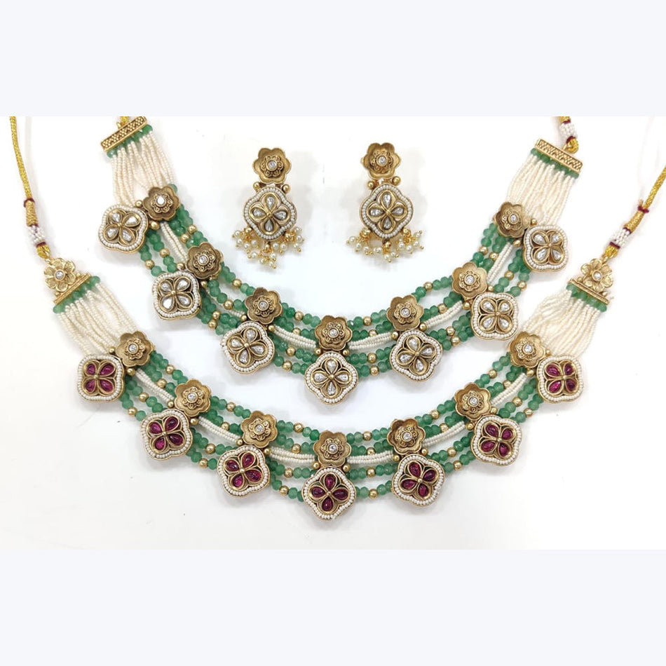 Kundan Choker Necklace in Gold Plated with Pearls | Bridal Jewellery India