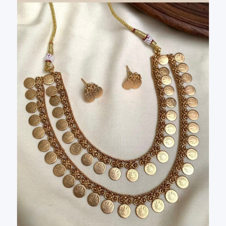 Ethnic Sparkle Rose Gold Plated Pota Necklace Set for Traditional | Bridal Jewellery India