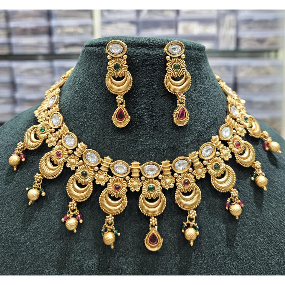 Kundan Choker Necklace in White Gold Plated | Bridal Jewellery India