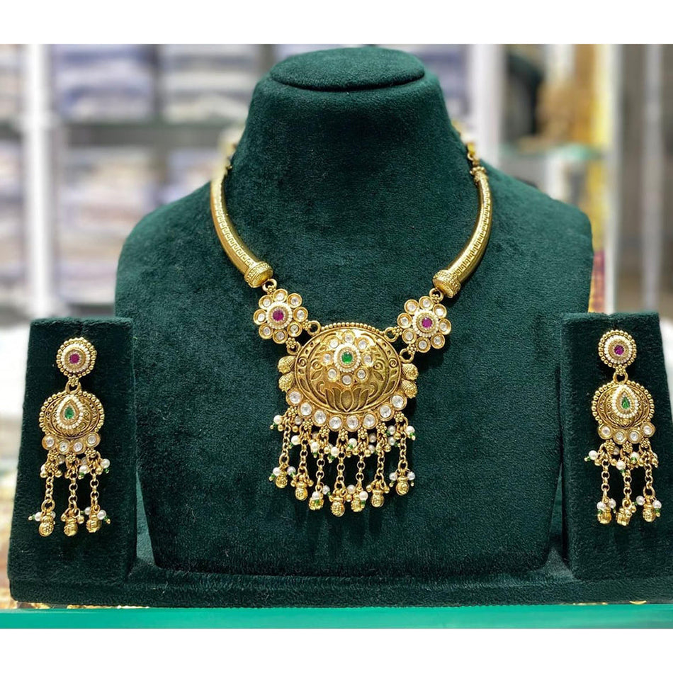 Pota Stone Choker in Rose Gold Plated | Bridal Jewellery India