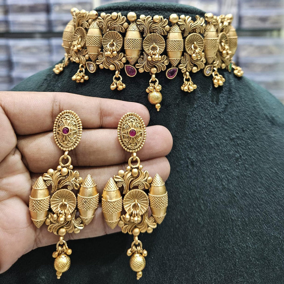 Kundan Choker Necklace in Sterling Silver | Bridal Jewellery India