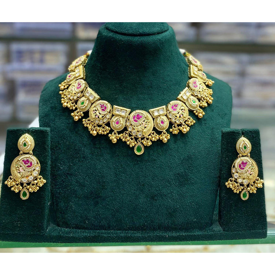 Pota Stone Necklace in Gold Tone | Bridal Jewellery India