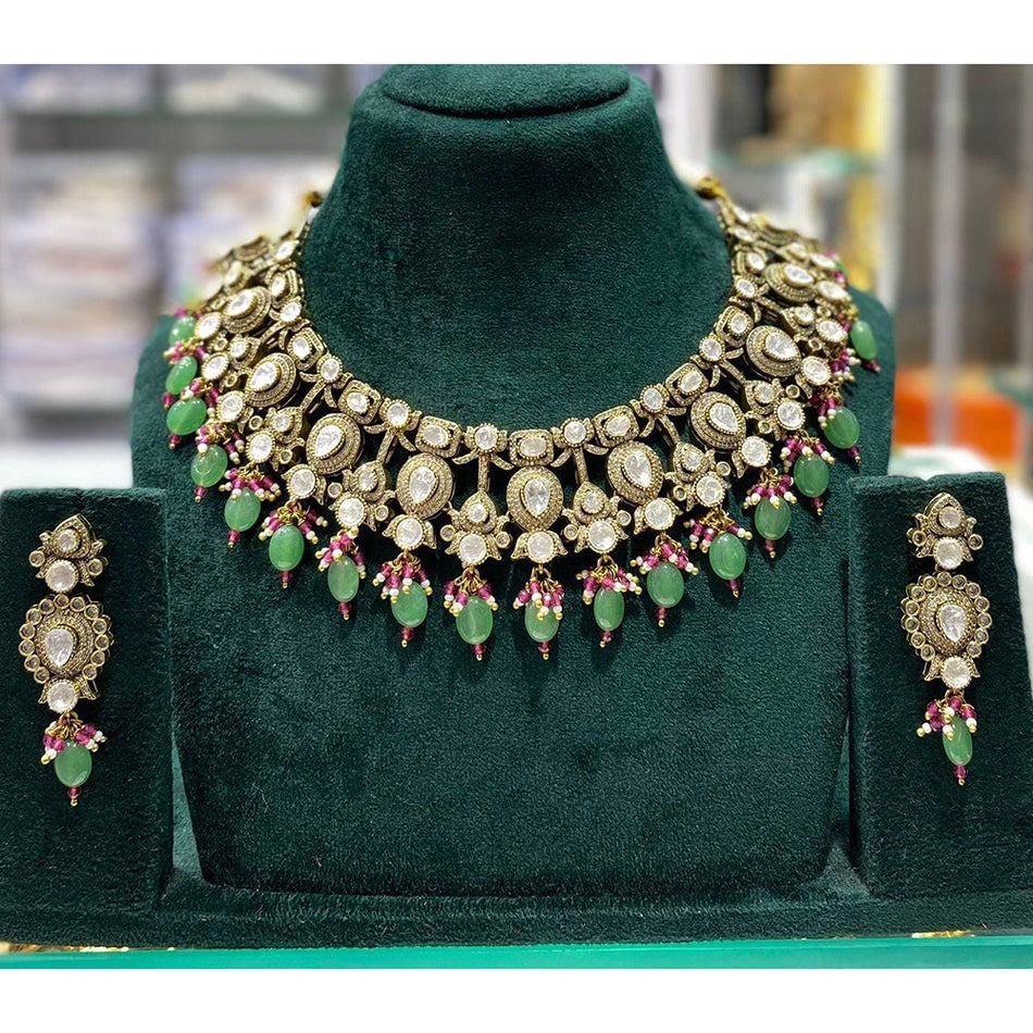 Kundan Choker Necklace in Oxidised Silver | Bridal Jewellery India
