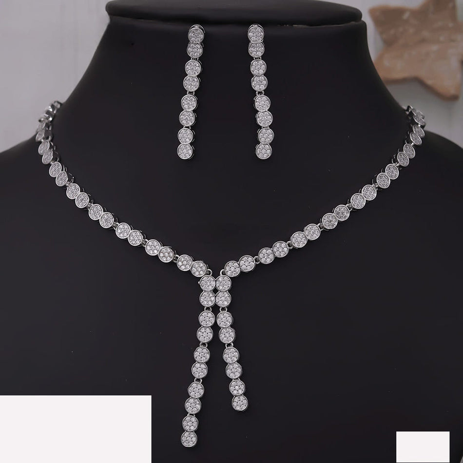 Ethnic Austrian Stone Necklace in Gold Tone | Bridal Jewellery India