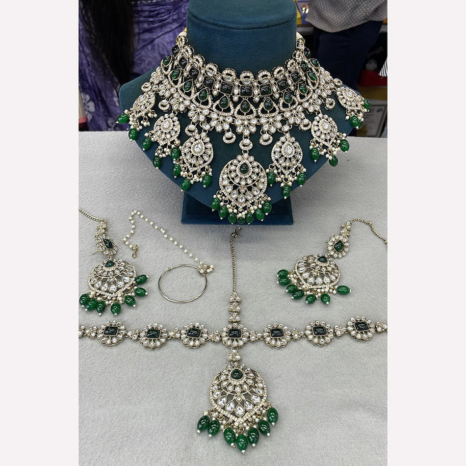 Kundan Necklace in White Gold Plated for Bridal | Bridal Jewellery India