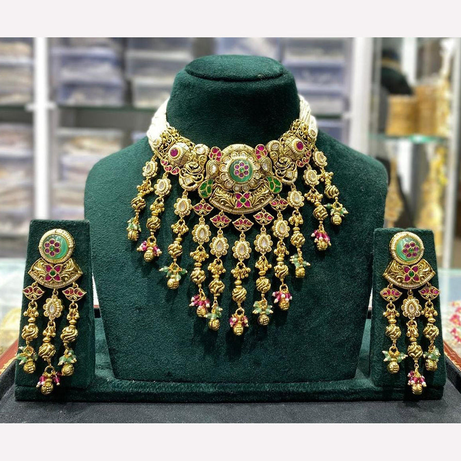 Elegant Pota Necklace in Gold Tone | Bridal Jewellery India