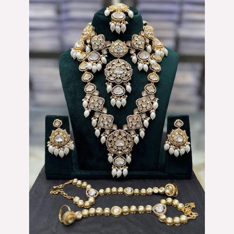 Kundan Necklace in White Gold Plated for Bridal | Bridal Jewellery India