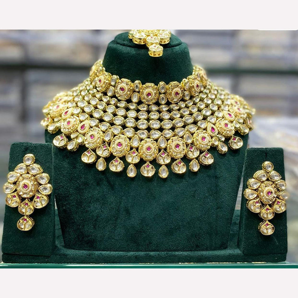 Kundan Necklace in Rose Gold Plated for Bridal | Bridal Jewellery India