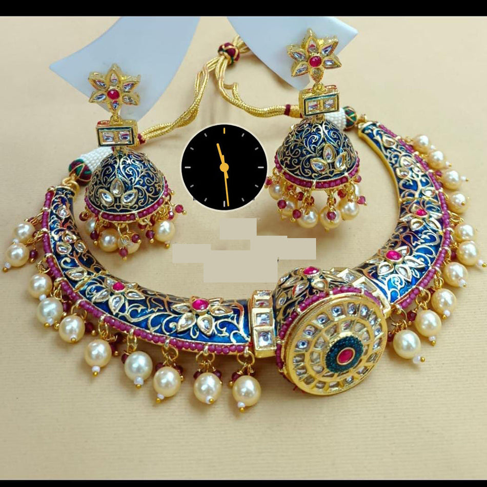 Kundan Necklace in Rose Gold Plated | Bridal Jewellery India