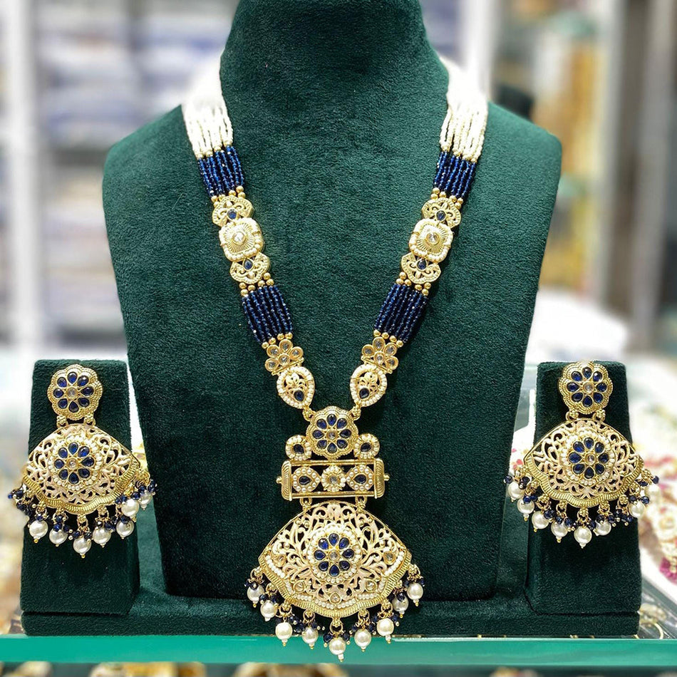 Rose Gold Plated Pota Necklace with Beads | Bridal Jewellery India