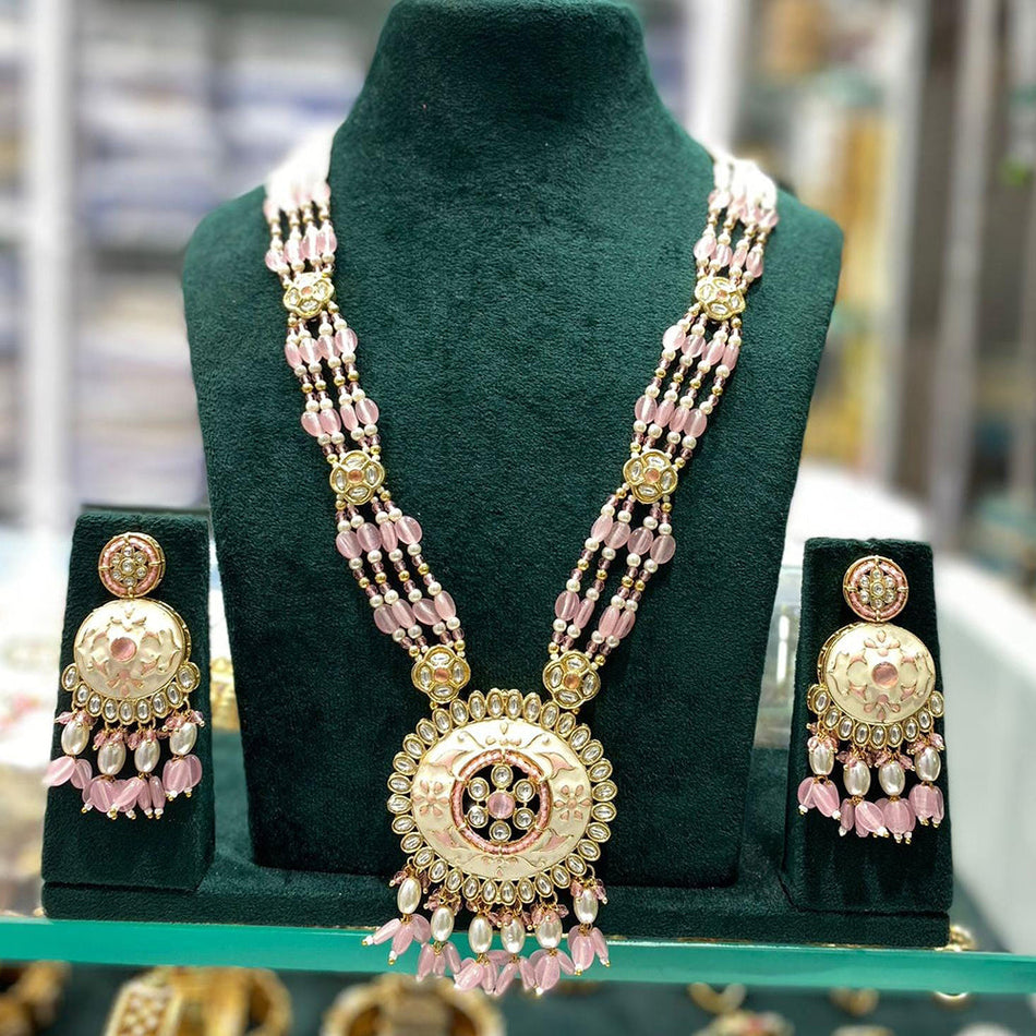 Pota Stone Pearl Necklace in Silver | Bridal Jewellery India
