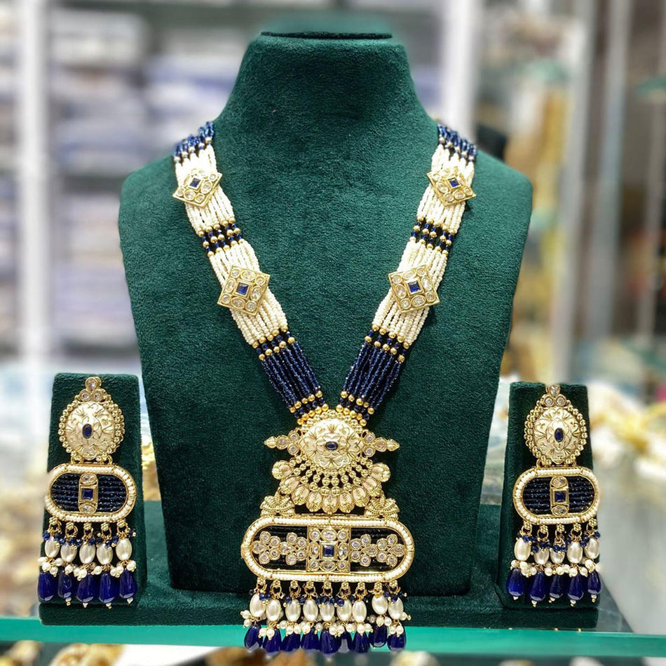 Pota Stone Pearl Necklace in Sterling Silver | Bridal Jewellery India