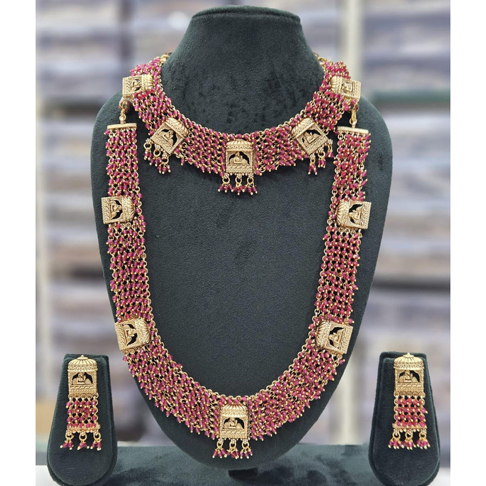 Pearl Double Necklace in Rose Gold Plated | Bridal Jewellery India