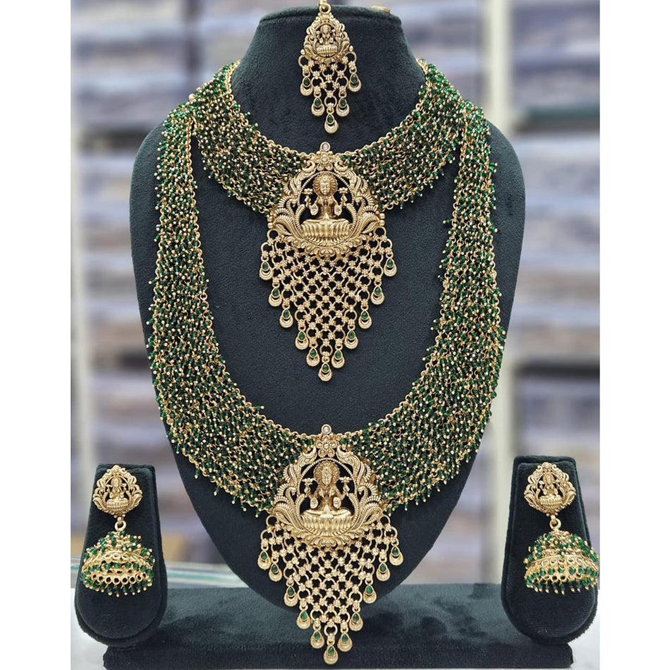 Pearl Double Necklace in Rose Gold Plated | Bridal Jewellery India
