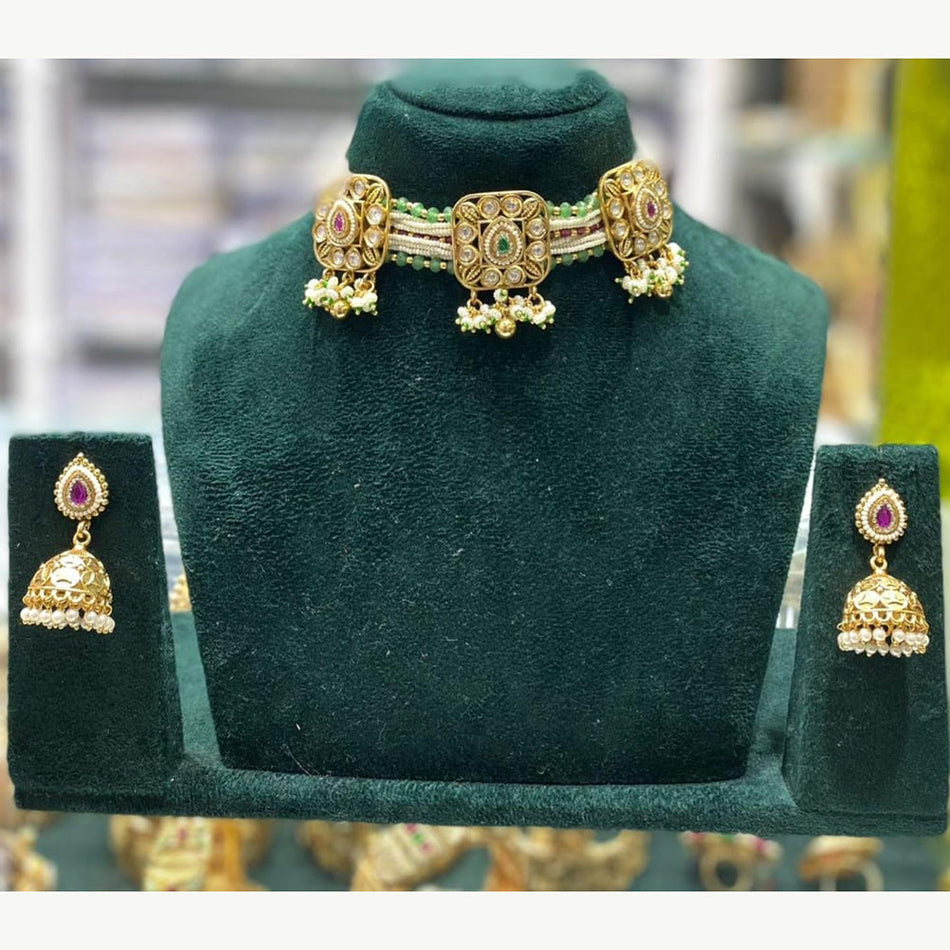 Graceful Pota Pearl Choker in Gold Plated | Bridal Jewellery India