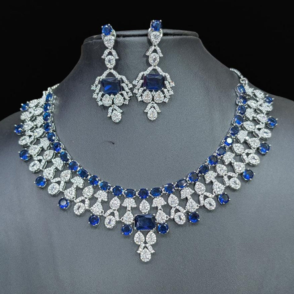 Rose Gold Plated Halo Necklace for Wedding | Bridal Jewellery India