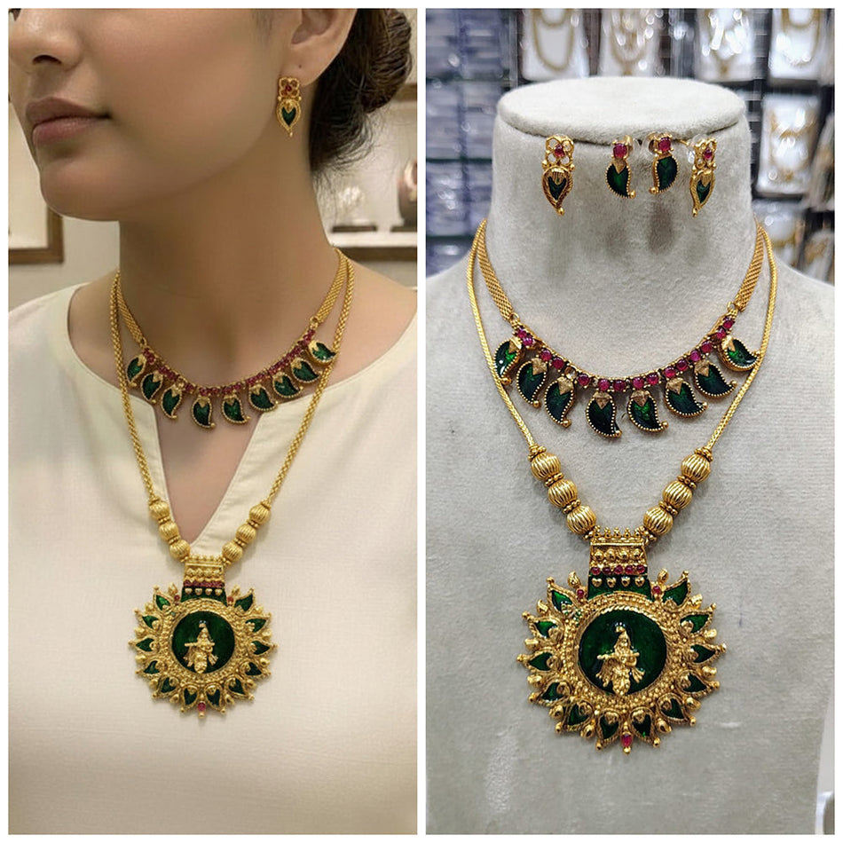Pota Stone Meenakari Necklace for Bridal Wear | Bridal Jewellery India