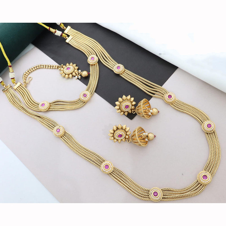 Pota Stone Necklace in Oxidised Silver | Bridal Jewellery India
