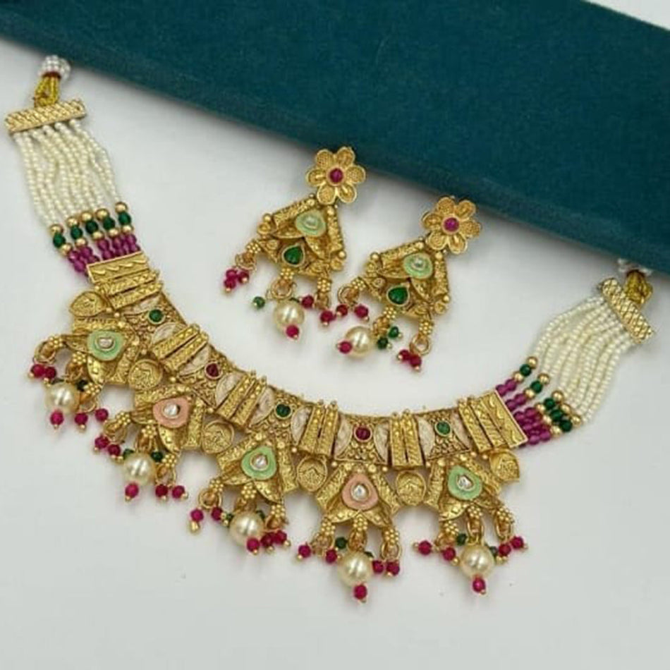 Meenakari Necklace in Gold Tone | Bridal Jewellery India