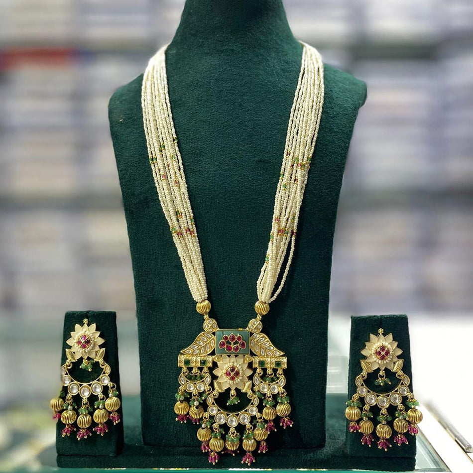 Crystal Stone Necklace in Oxidised Silver | Bridal Jewellery India