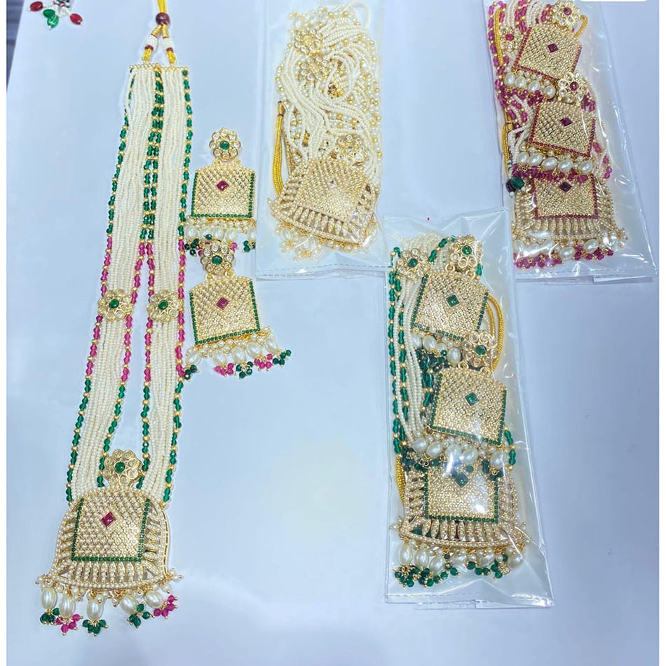 Crystal Stone Necklace in Oxidised Silver | Bridal Jewellery India