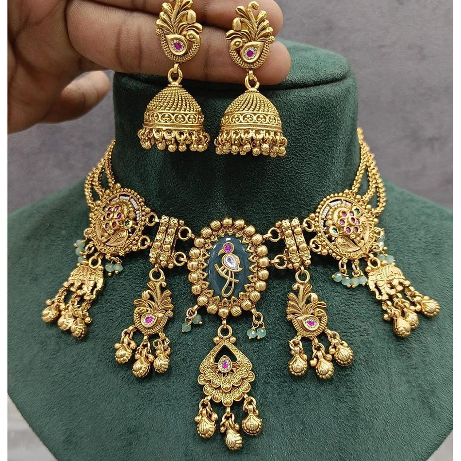 Pota Pearl Choker in Oxidised Silver | Bridal Jewellery India