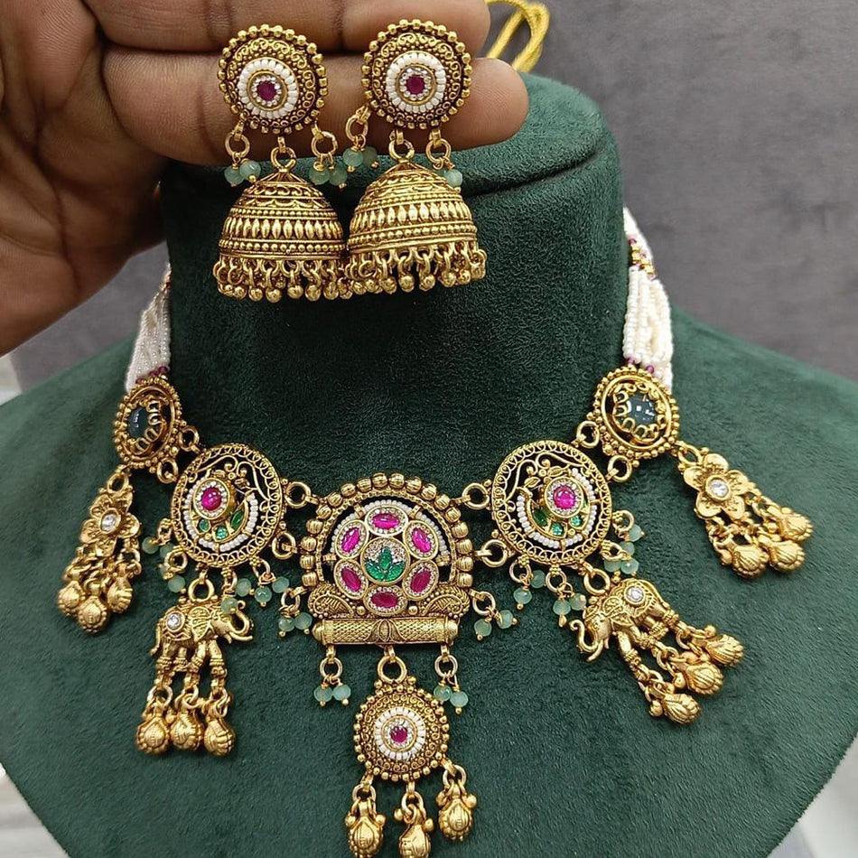 Pota Pearl Choker in Gold Tone | Bridal Jewellery India