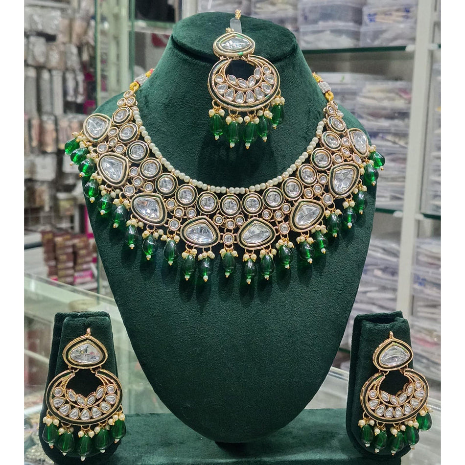 Kundan Choker Necklace in White Gold Plated | Bridal Jewellery India