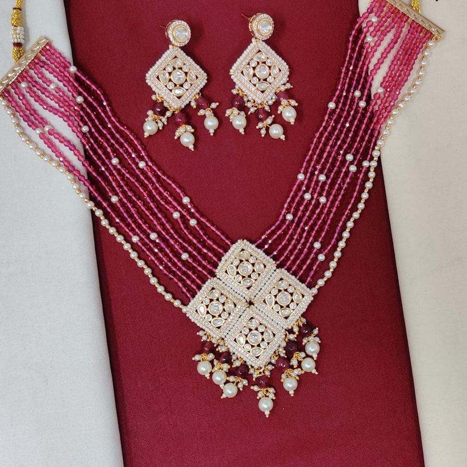 Kundan Necklace in White Gold Plated for Bridal | Bridal Jewellery India