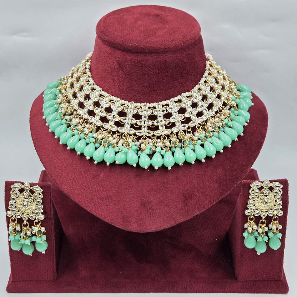 Kundan Choker Necklace in Gold Plated   Silver | Bridal Jewellery India
